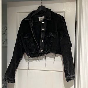 Zara cropped black denim jacket size small